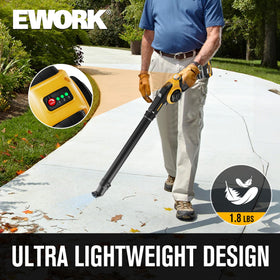 EWORK lightweight blower with 2Ah battery for extended reach