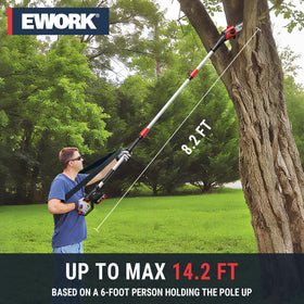 EWORK pole saw extension pole reaching up to 14.2 ft for high branches