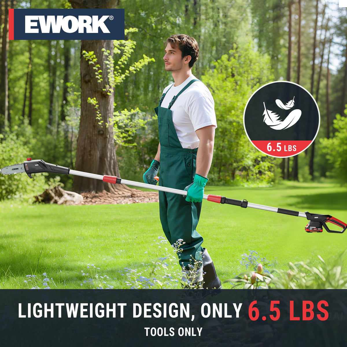 EWORK pruning in a garden setting with ladder-free reach