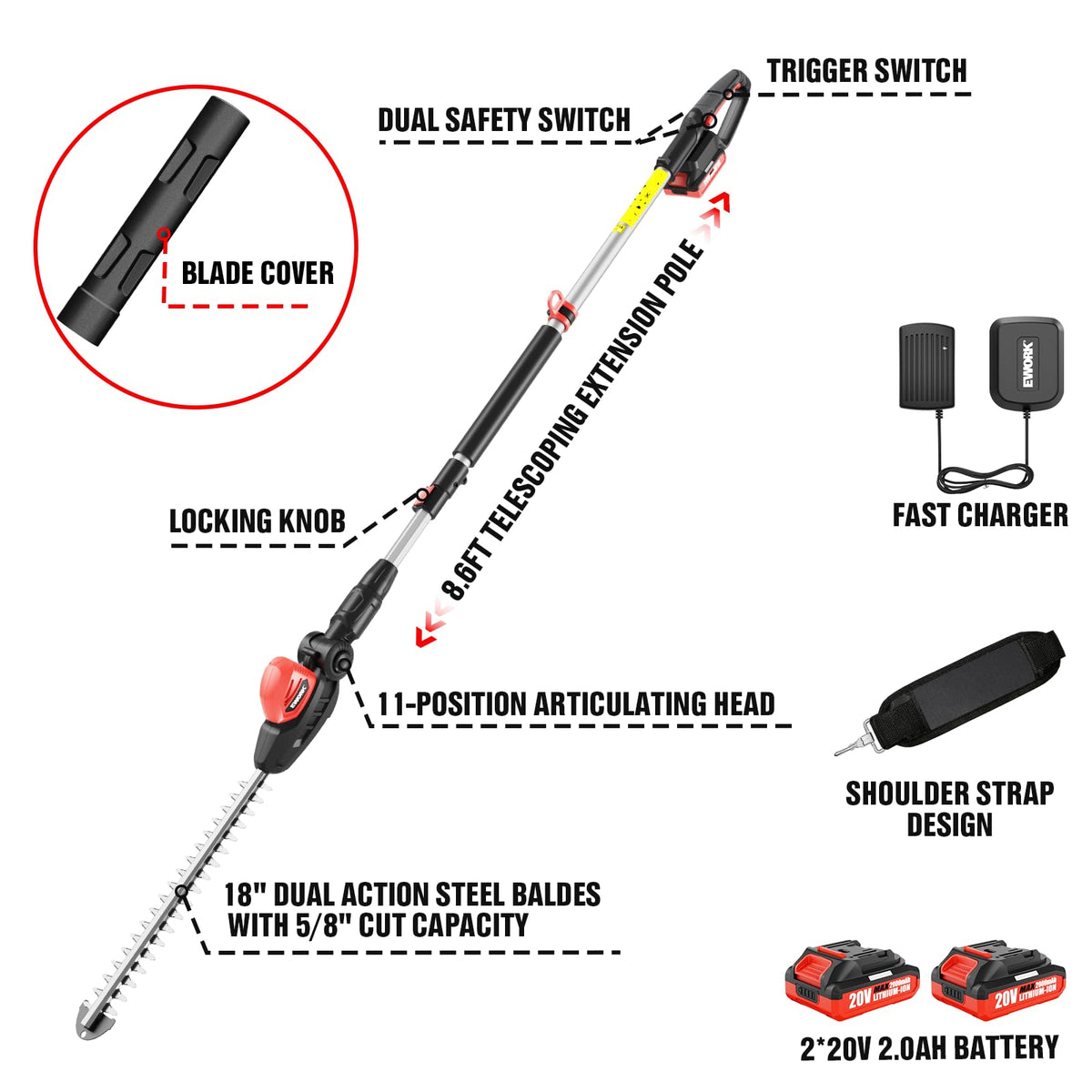 EWORK shoulder strap and ergonomic handle offer comfortable balance