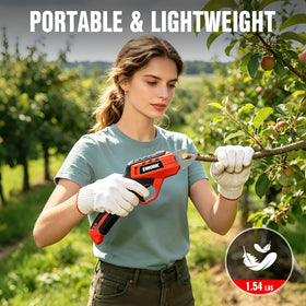 Cordless pruning shears tool-free blade replacement feature in use