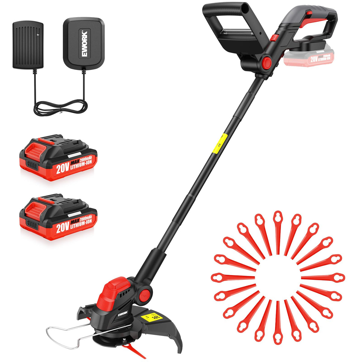 EWORK weed wacker at 9,500 rpm for fast cutting
