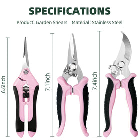 EWPJDK pink pruning shears blade close up highlighting sharp stainless steel blades for clean cuts