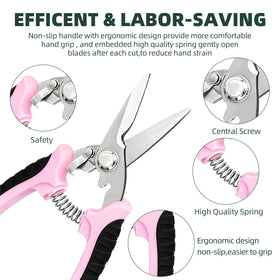 EWPJDK pink pruning shears ergonomic handle for comfortable long use during pruning