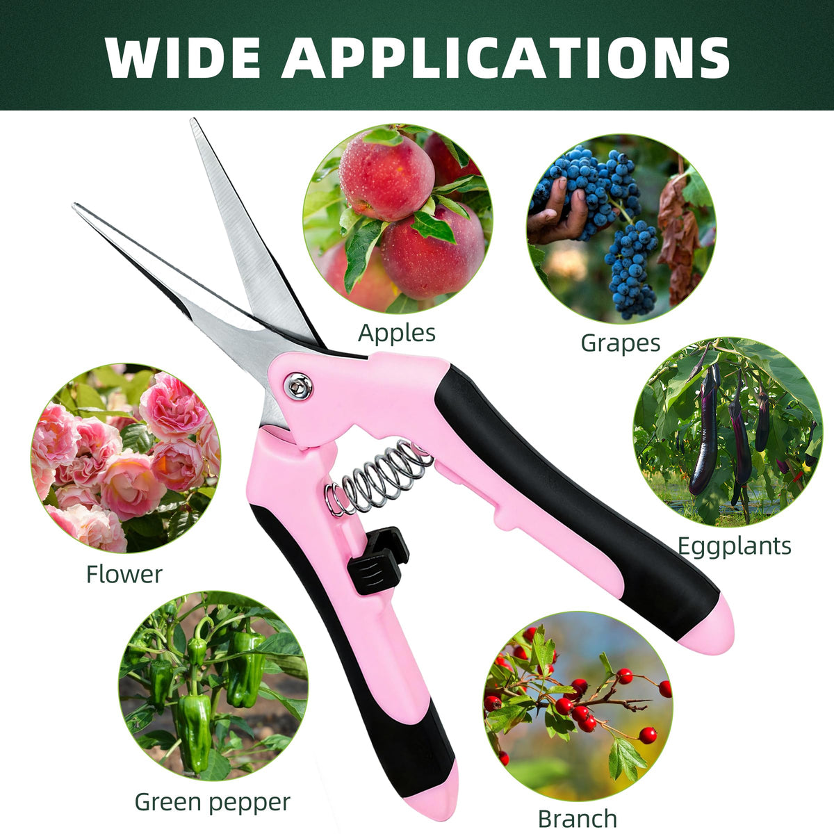EWPJDK pink pruning shears ideal for trimming flowers and herbs in a kitchen or balcony garden