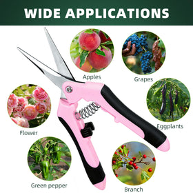 EWPJDK pink pruning shears ideal for trimming flowers and herbs in a kitchen or balcony garden