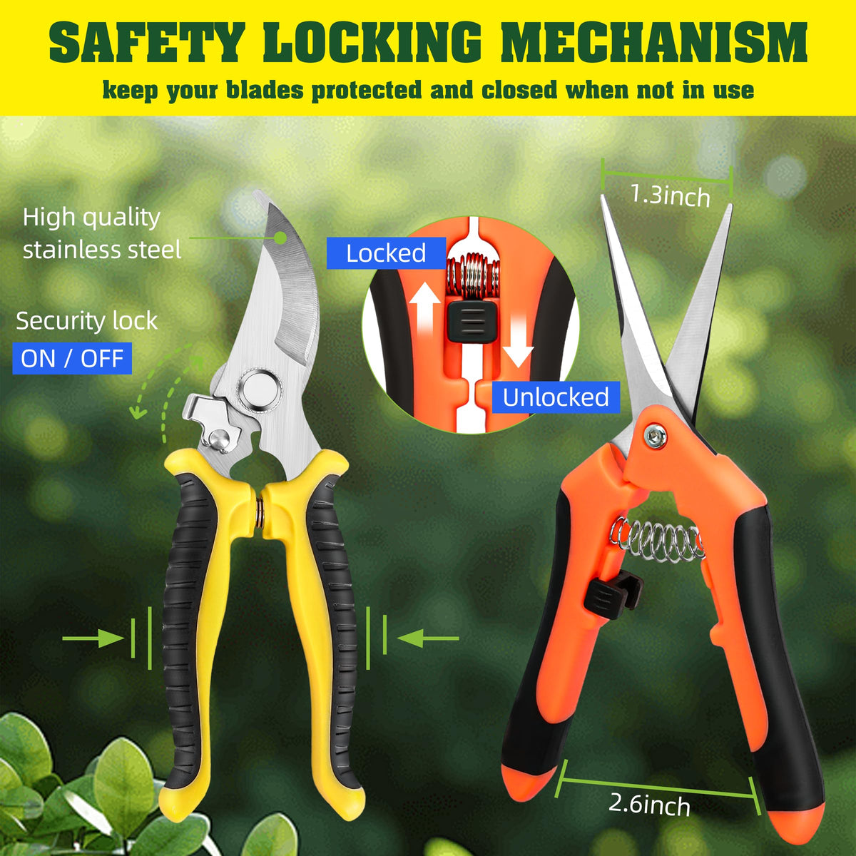 Ergonomic rubber grip on EWPJDK garden shears reduces hand fatigue during long sessions.
