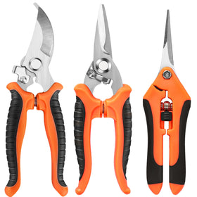 EWPJDK pruning shears top view with orange handle for versatile pruning tasks.