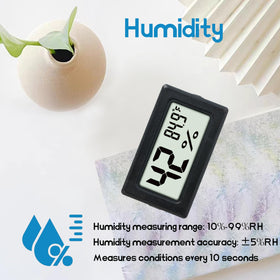 EWPJDK temperature and humidity range display from -58°F to 158°F and 10%–99% RH.