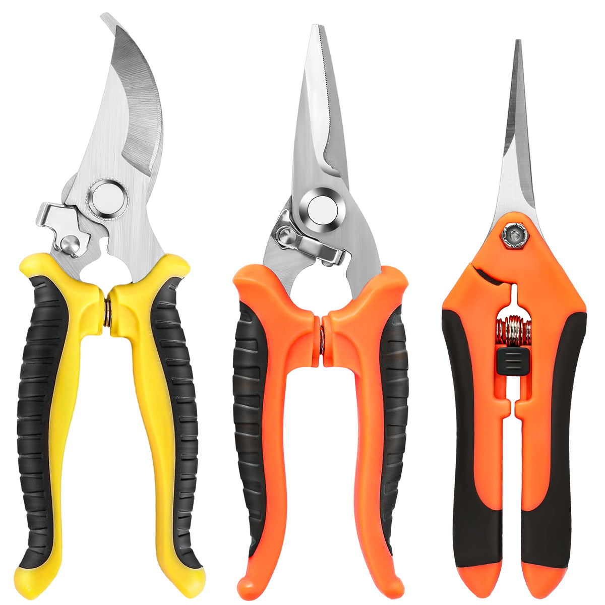 EWPJDK three-pack garden pruning shears pack for versatile pruning tasks.