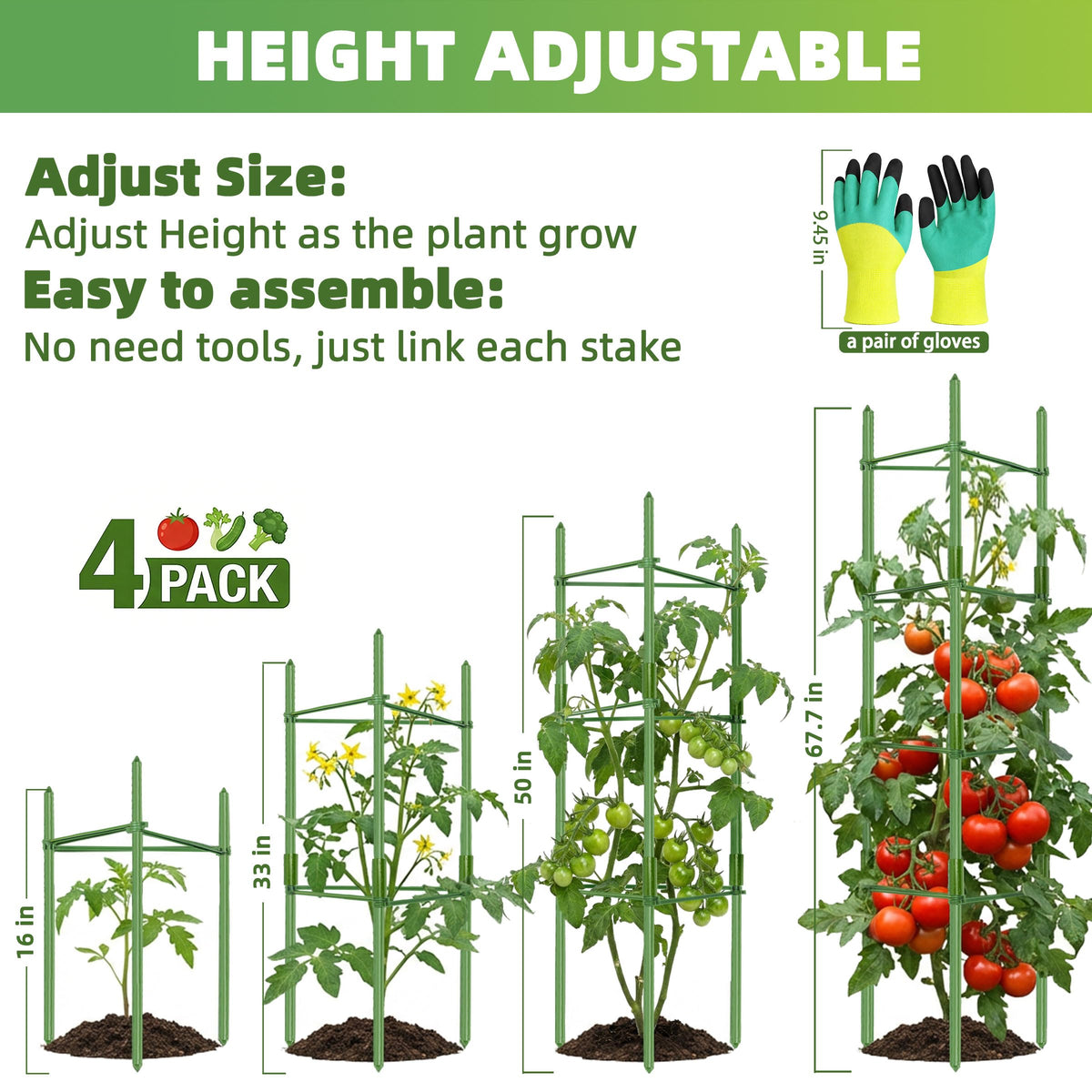EWPJDK connectors join stakes quickly for stable, customizable plant frames.