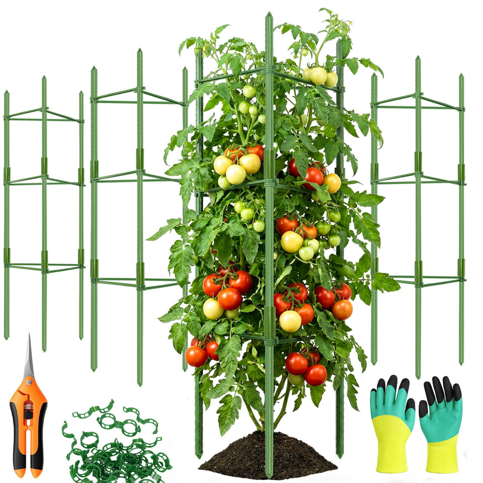 EWPJDK tomato cage stakes provide sturdy vertical support for climbing plants.