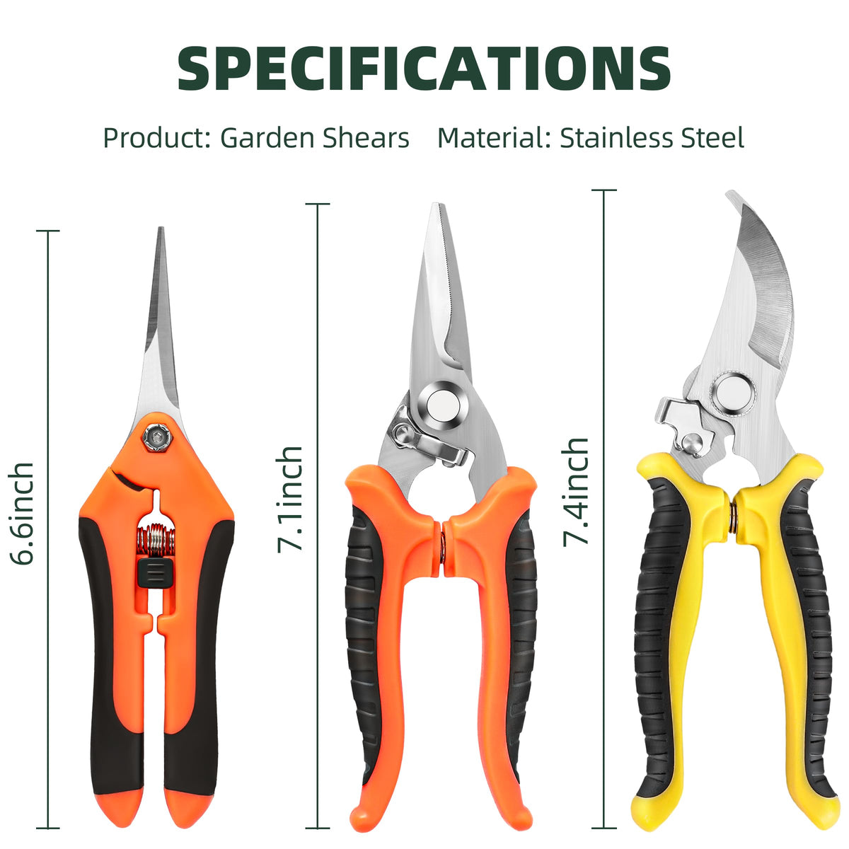 EWPJDK varied blades for pruning different plant and branch sizes.