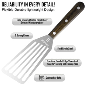 EXAIEW grill-burger-flip spatula sturdy for flipping on the grill.