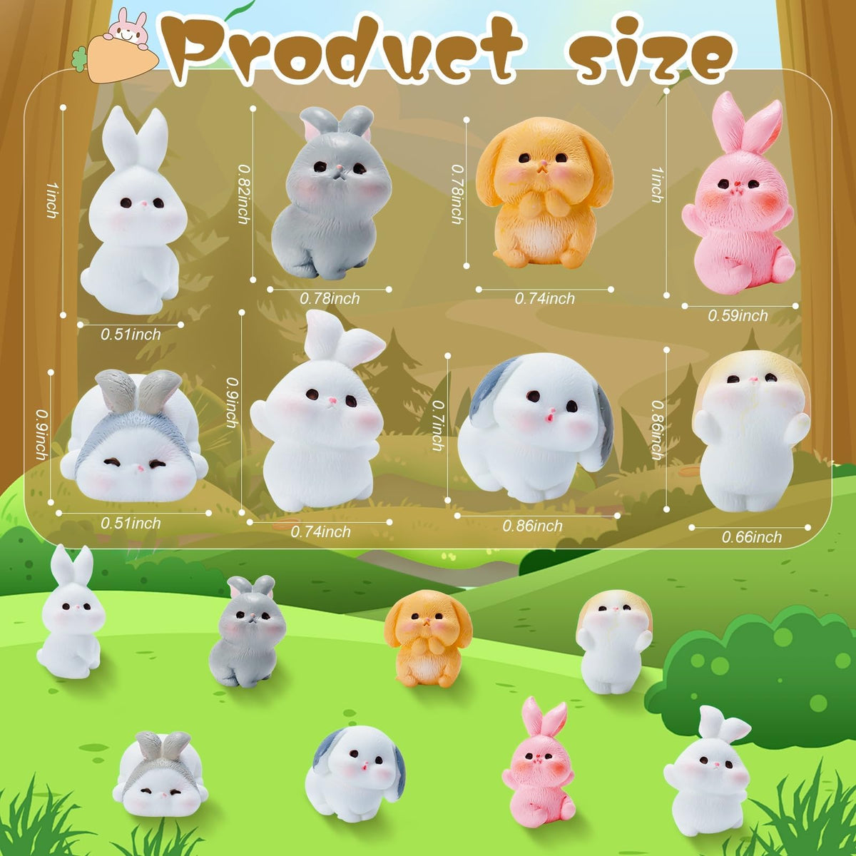 Exasinine resin bunny figurines for terrariums with tiny realistic charm
