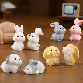 Exasinine resin bunny figurines ideal for small succulent displays