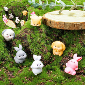 Exasinine resin bunny figurines enhancing shadow boxes and mini scenes