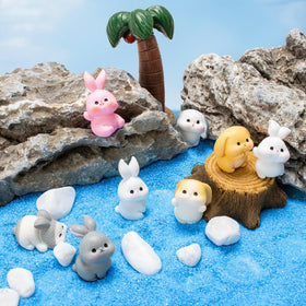 Exasinine resin bunny figurines designed for decorative fences and pots