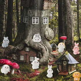 Exasinine resin bunny figurines featuring varied sizes for magnetic dioramas
