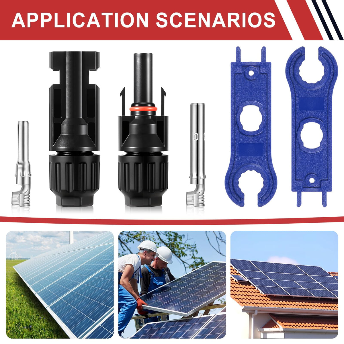 EXBKAMY complete installation kit includes 16 male and 16 female MC4 connectors.
