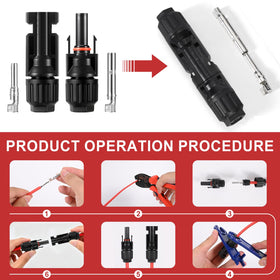 EXBKAMY IP67 waterproof MC4 connectors resist rain and UV exposure.