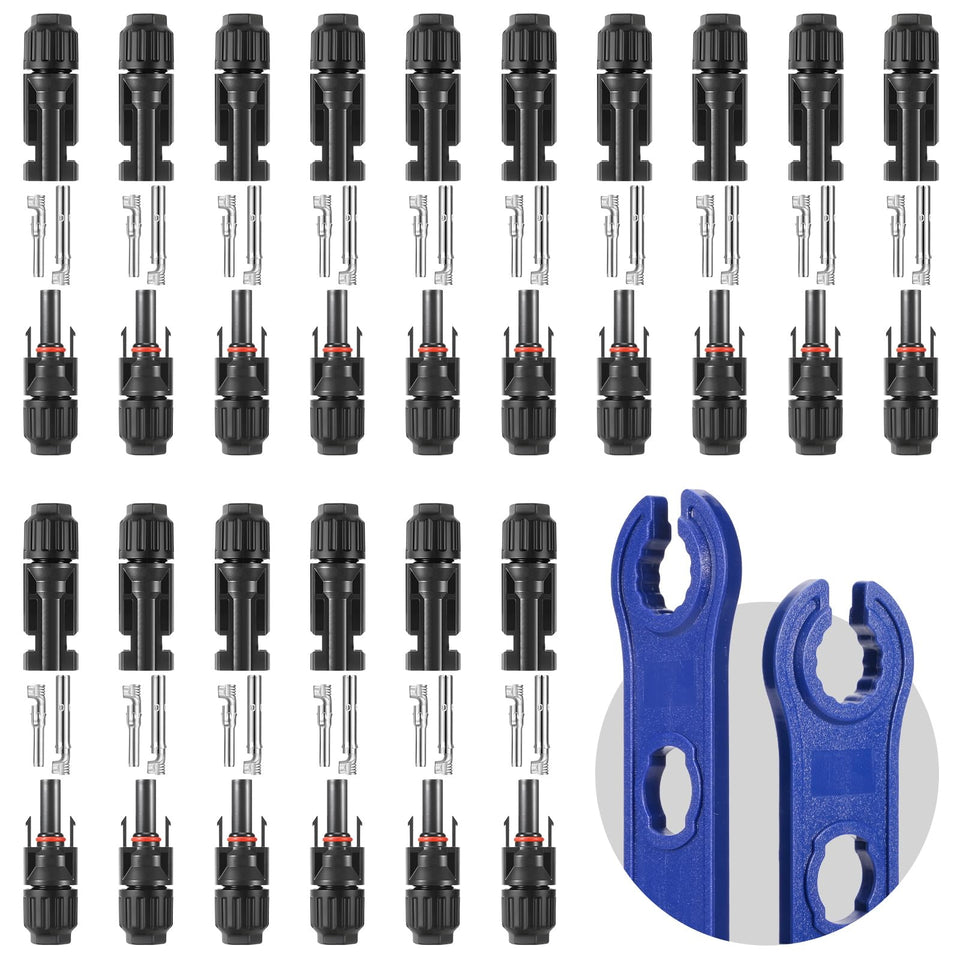 EXBKAMY MC4 32-pcs connectors kit for reliable solar connections in harsh weather.