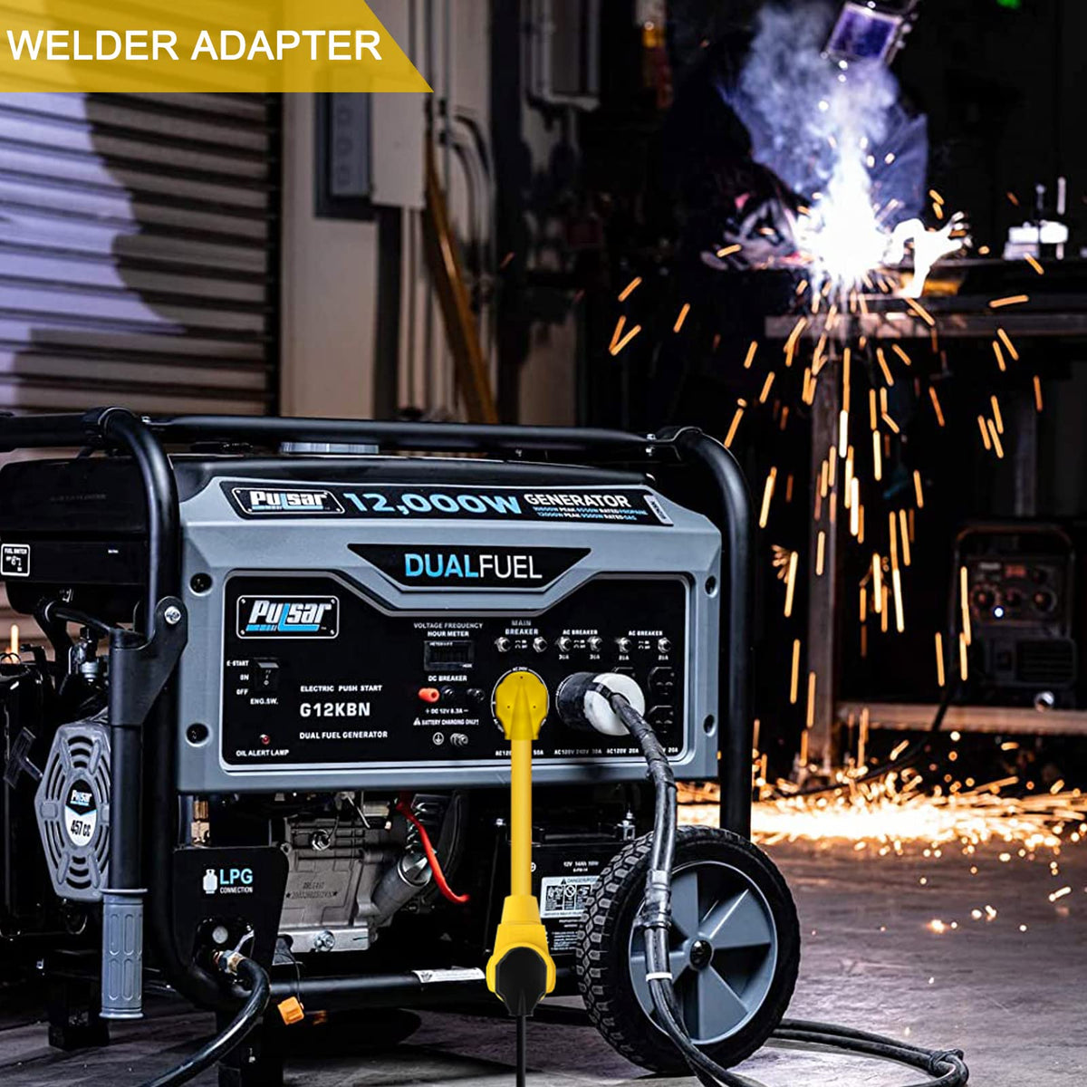 EXCELFU 6-50R female receptacle accepts common welder plugs for quick setup.