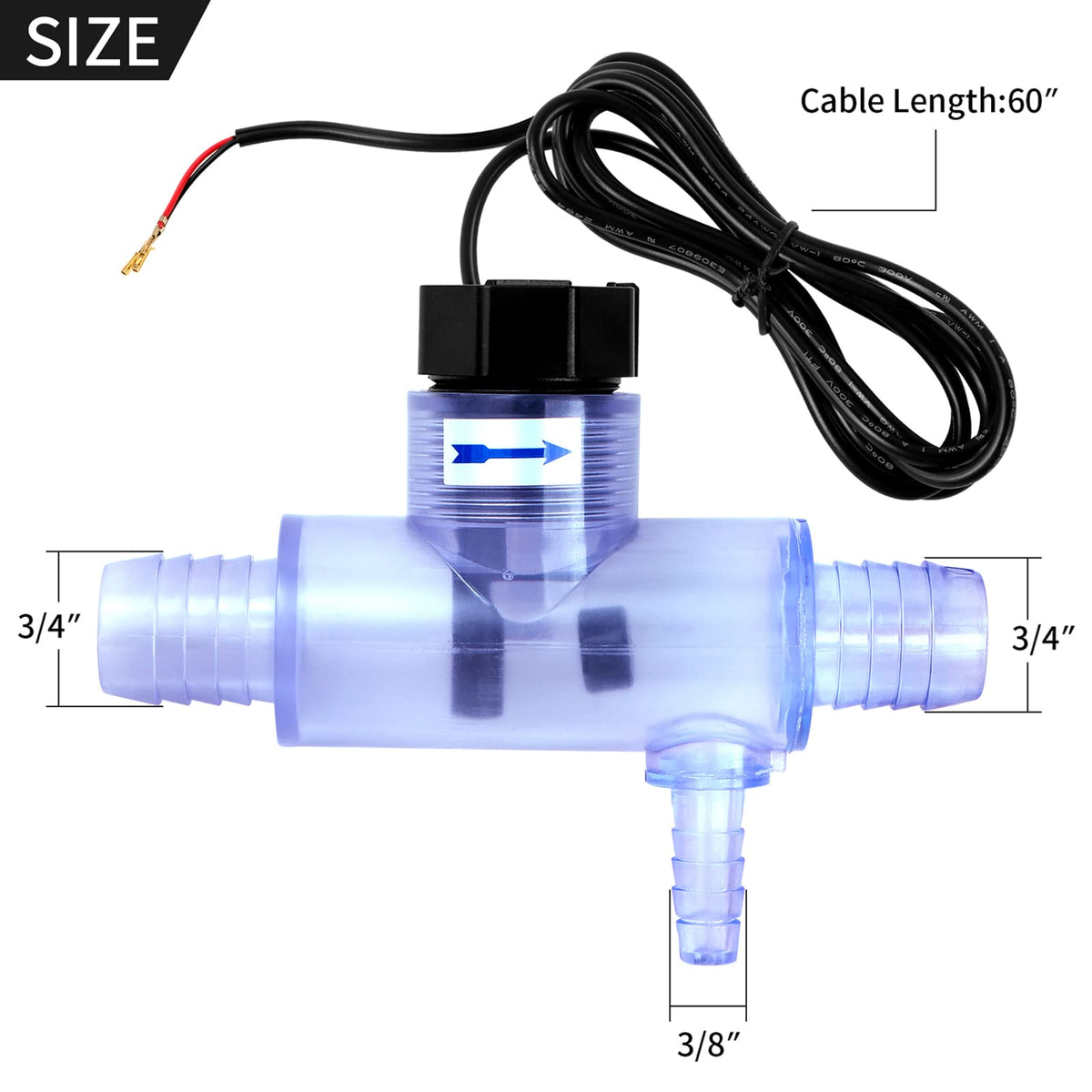 EXCELFU flow switch includes hose clamps for secure installation.