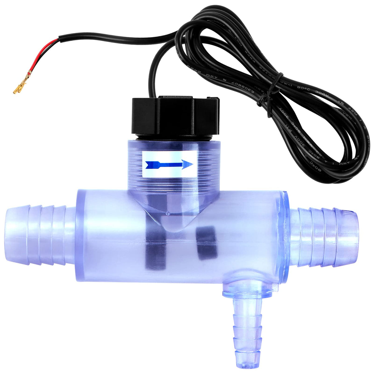 EXCELFU flow switch tee housing shows transparent tee for inspection.