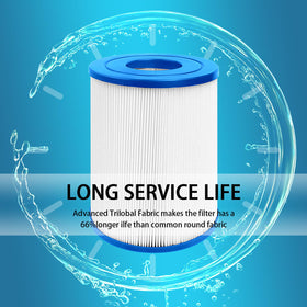 EXCELFU spa filter with 50 sq ft filtration area captures debris efficiently
