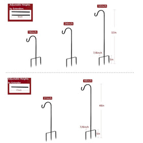 EXCMARK Shepherd Hook extended to 24-32 inches for dramatic garden displays.