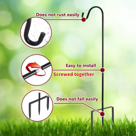 EXCMARK Shepherd Hook hanging lanterns and solar lights creates evening ambience.