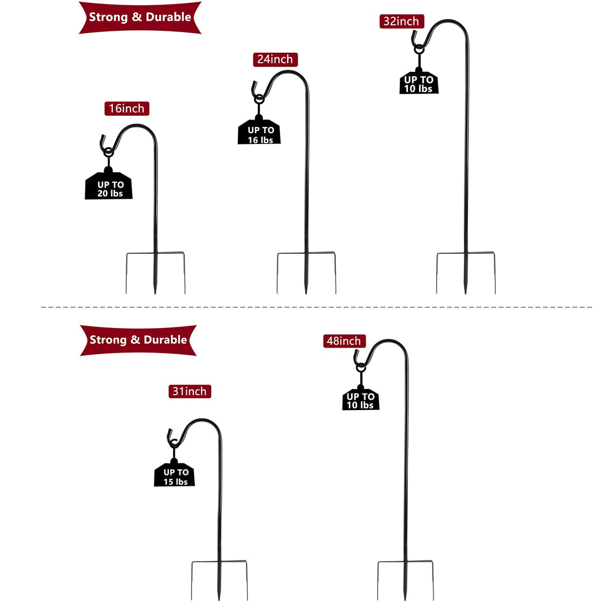 EXCMARK Shepherd Hook ideal for weddings and garden decor.