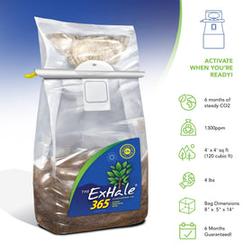 Exhale Homegrown CO2 365 bag hanger and separation seal for easy activation.
