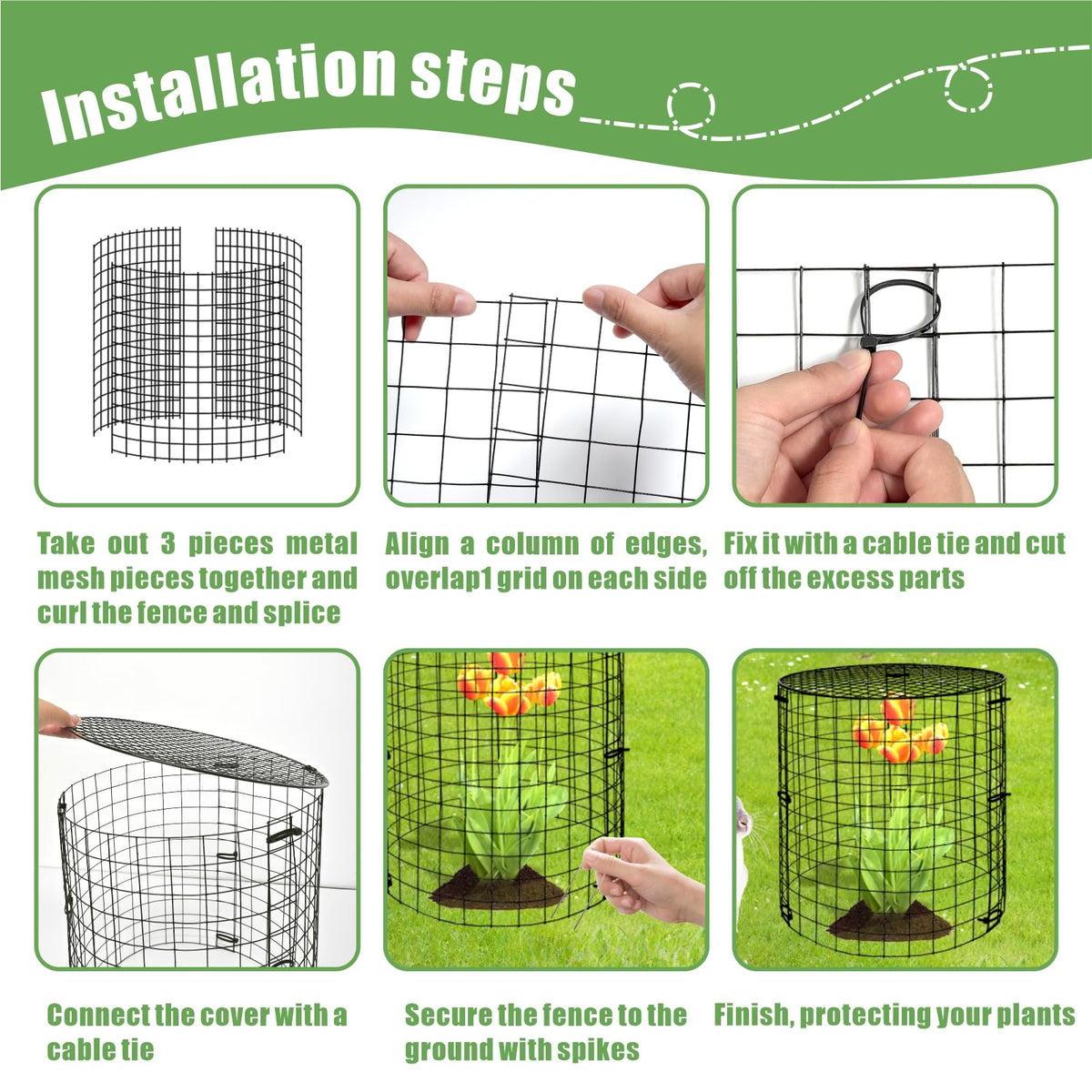 EXJEXJ garden protectors nylon ties enable quick, strong assembly.