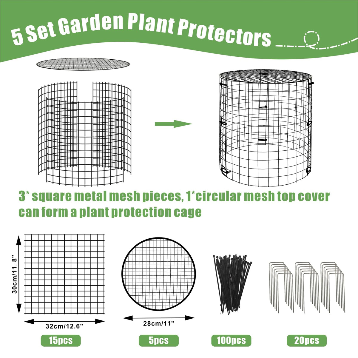 EXJEXJ garden protectors removable top cover provides flexible plant height protection.