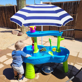 Exokugo beach day setup helps create a safe shaded play area on sand