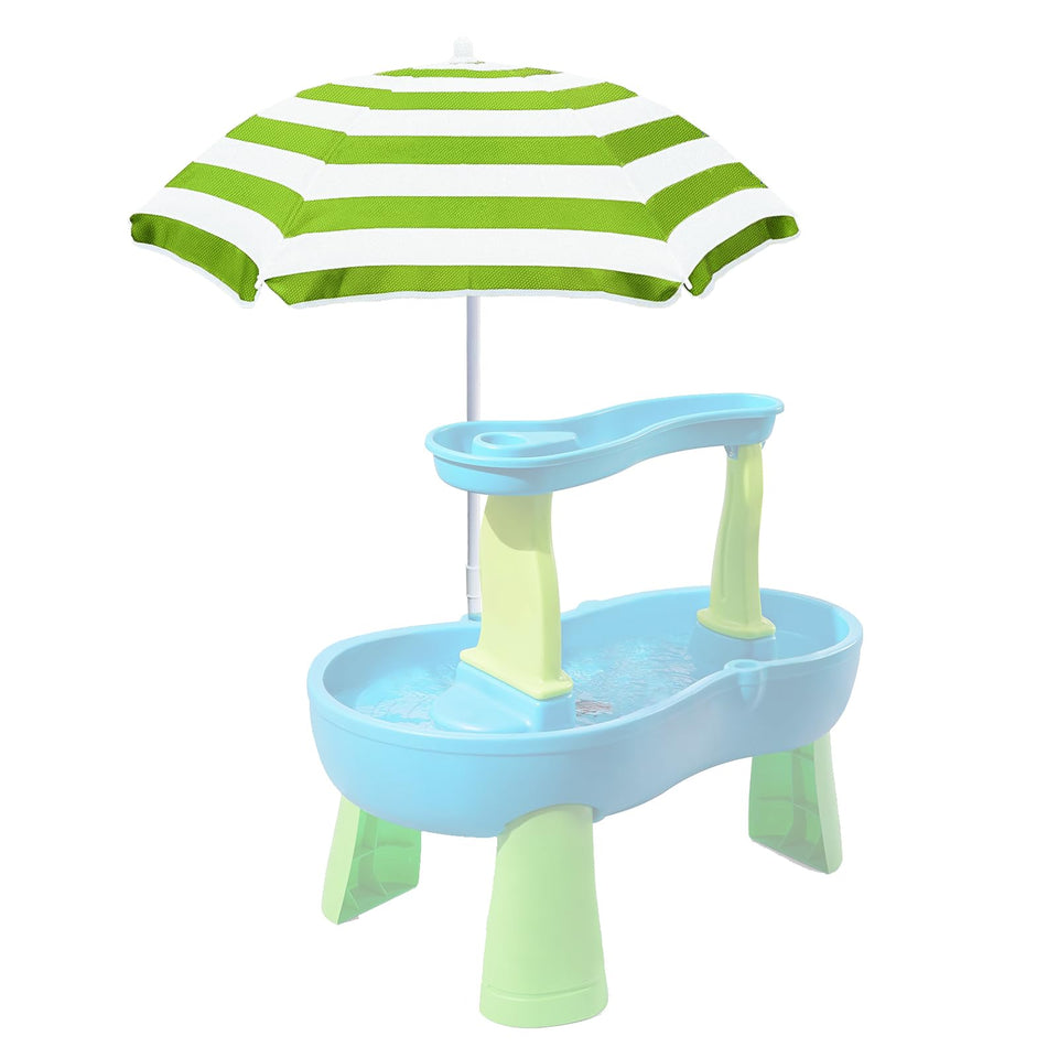 Exokugo 41-inch kids umbrella shading a water table for sunny play