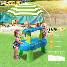Exokugo beach umbrella beside a kiddie pool for sun protection