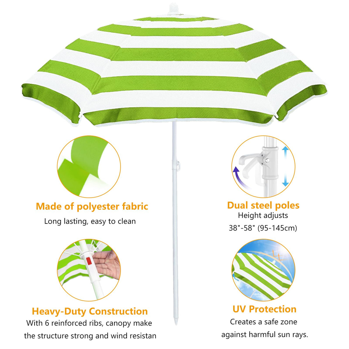 Exokugo heavy-duty umbrella with reinforced ribs during outdoor fun