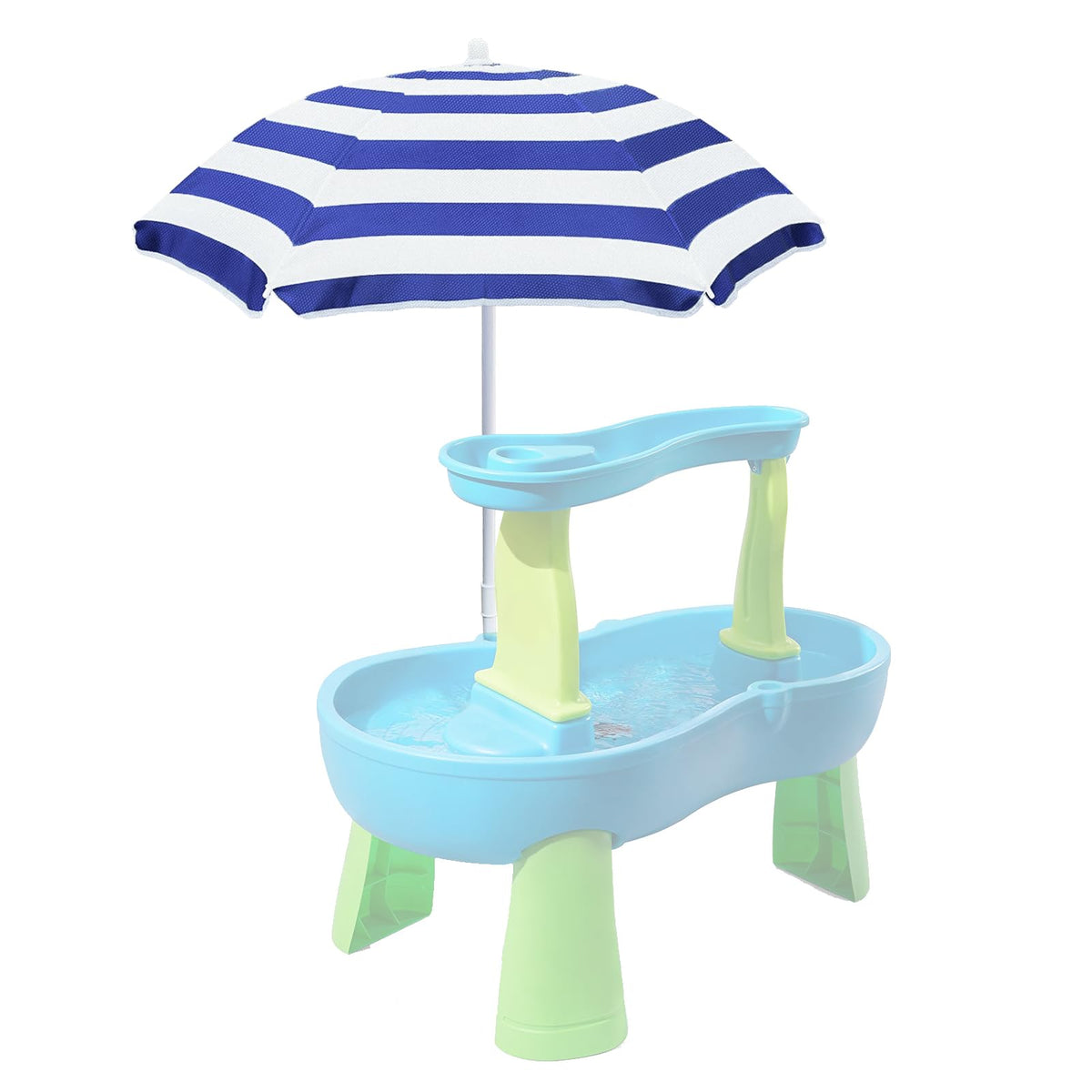 Exokugo kids umbrella over water table offering shade and sun protection for outdoor play