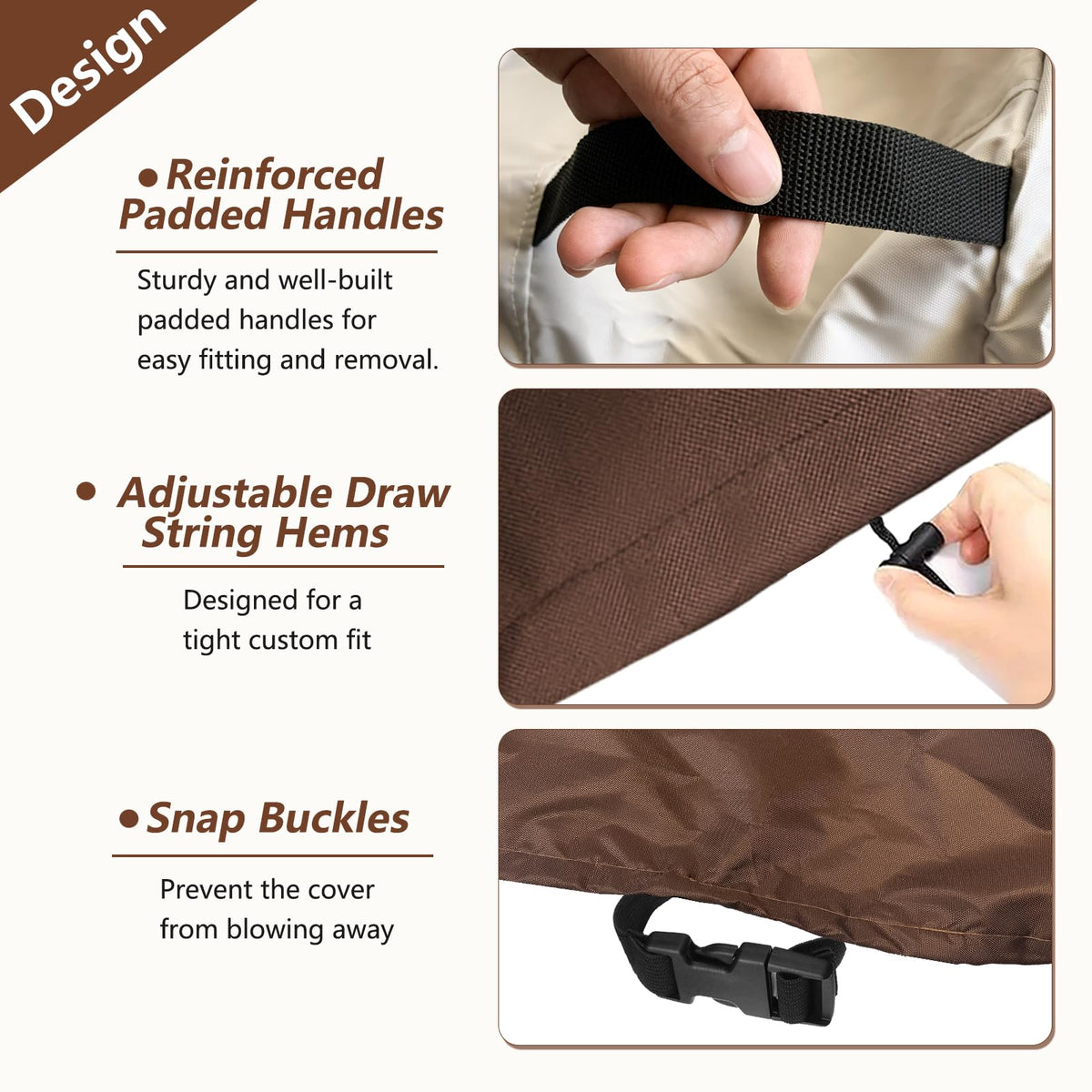 Exokugo outdoor recliner cover fabric close-up reveals rugged 600D Oxford for tear resistance.