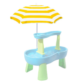 Exokugo Water Table Umbrella with 41in canopy shading kids' tables and playtime.
