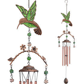 Exrisiry green hummingbird wind chimes outdoor 34-inch soothing tones