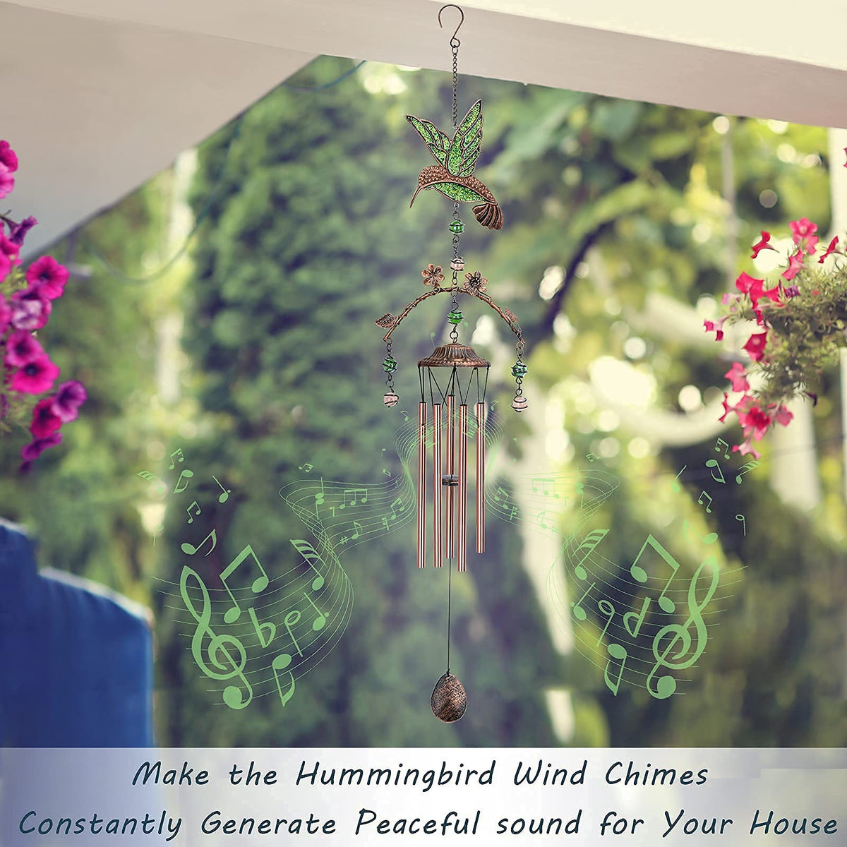 Exrisiry hummingbird wind chimes decorate balcony and patio