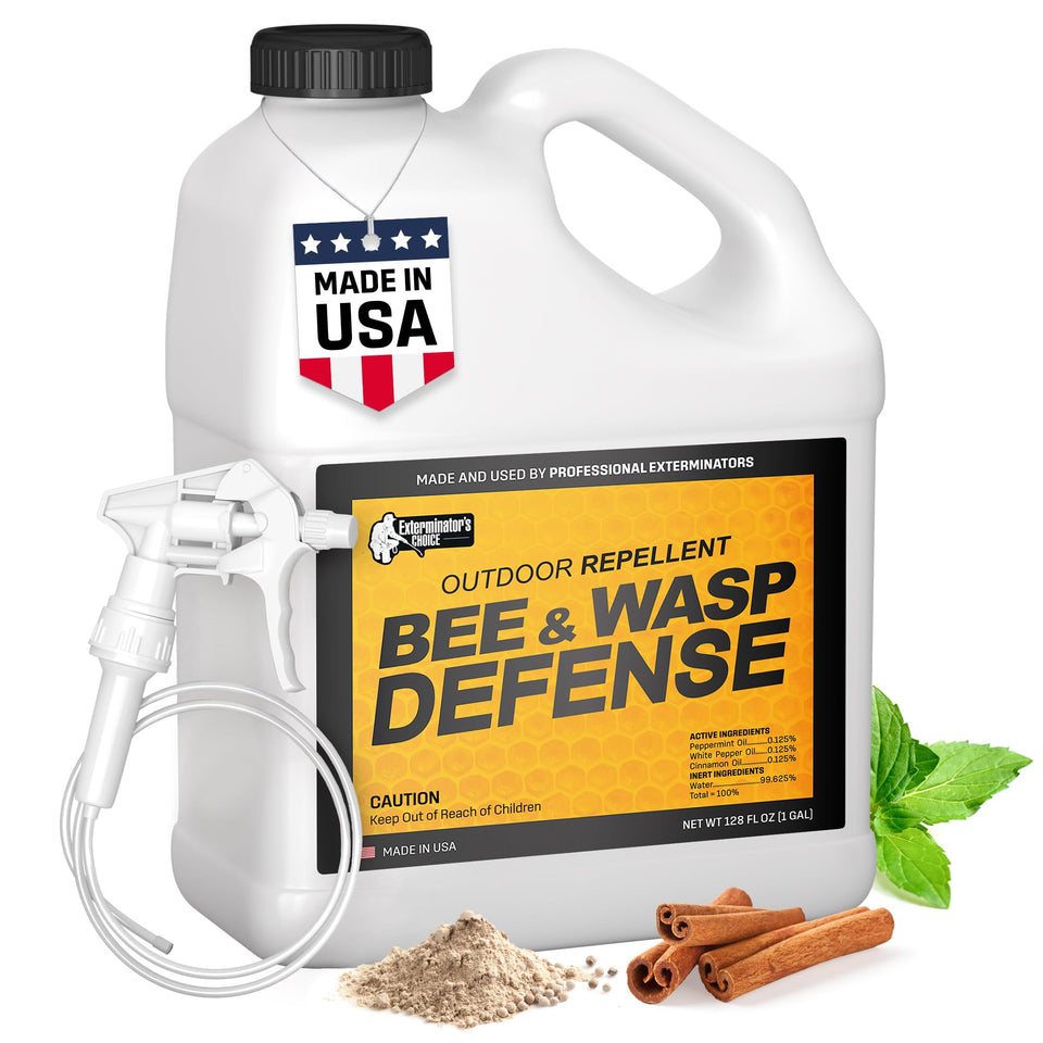 Exterminator’s Choice bee spray bottle for outdoor defense with natural essential oil formula