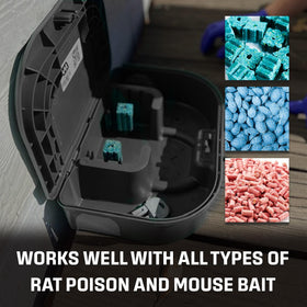 Exterminators Choice station placed indoors near baseboard for effective monitoring.