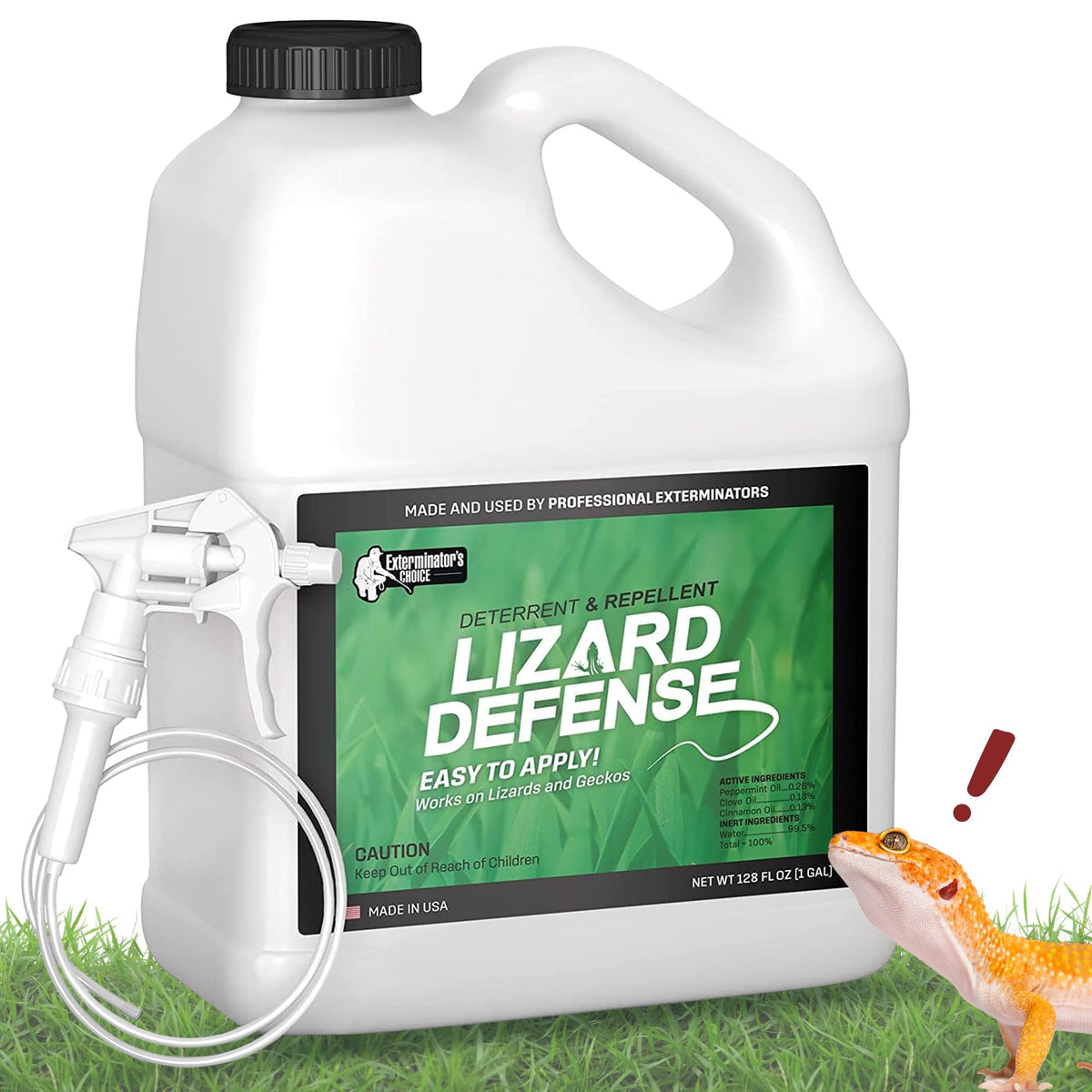 Exterminators Choice Gecko & Lizard Defense Spray bottle close-up for natural reptile repellent
