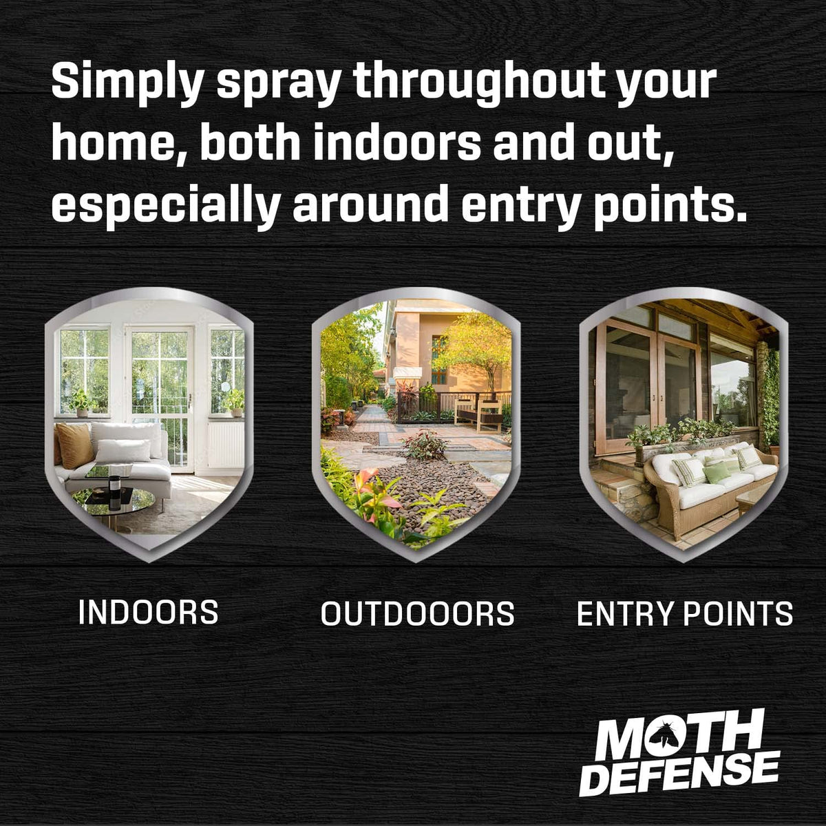 Exterminators Choice Moth Defense Spray outdoor garden use to deter moths.