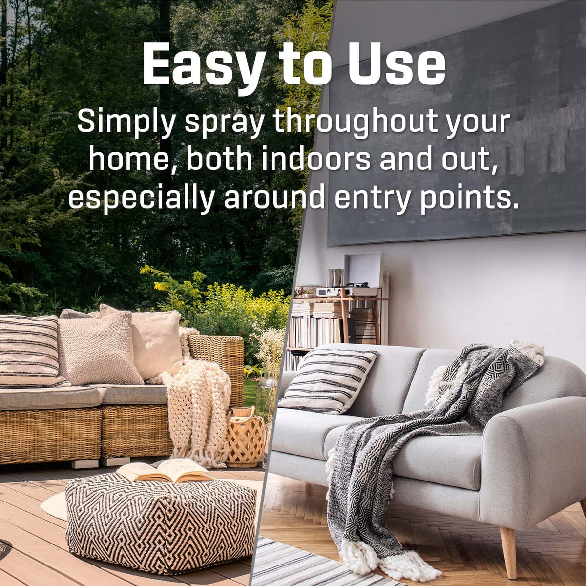 Exterminators Choice Moth Defense Spray perimeter application around entry points.